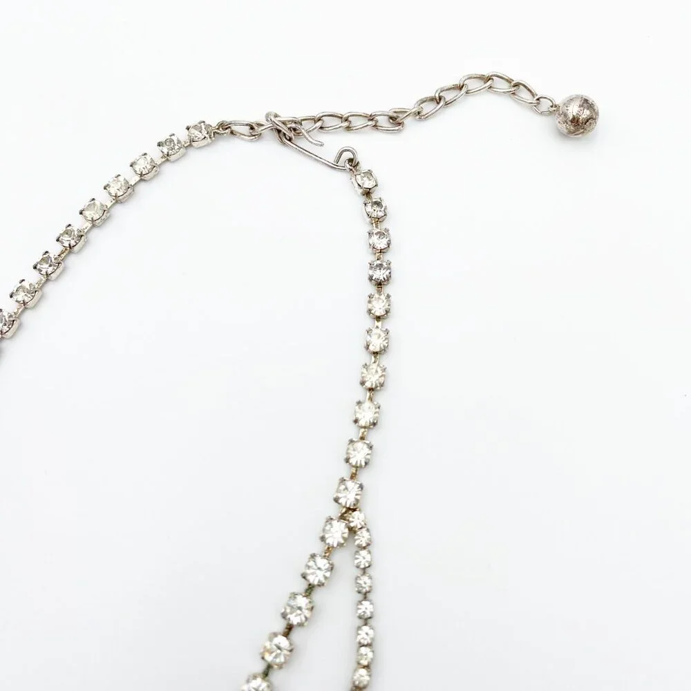 VINTAGE (Y2K) | Crystal & Rhinestone Teardrop Necklace + Earrings Set - Picture 9 of 15